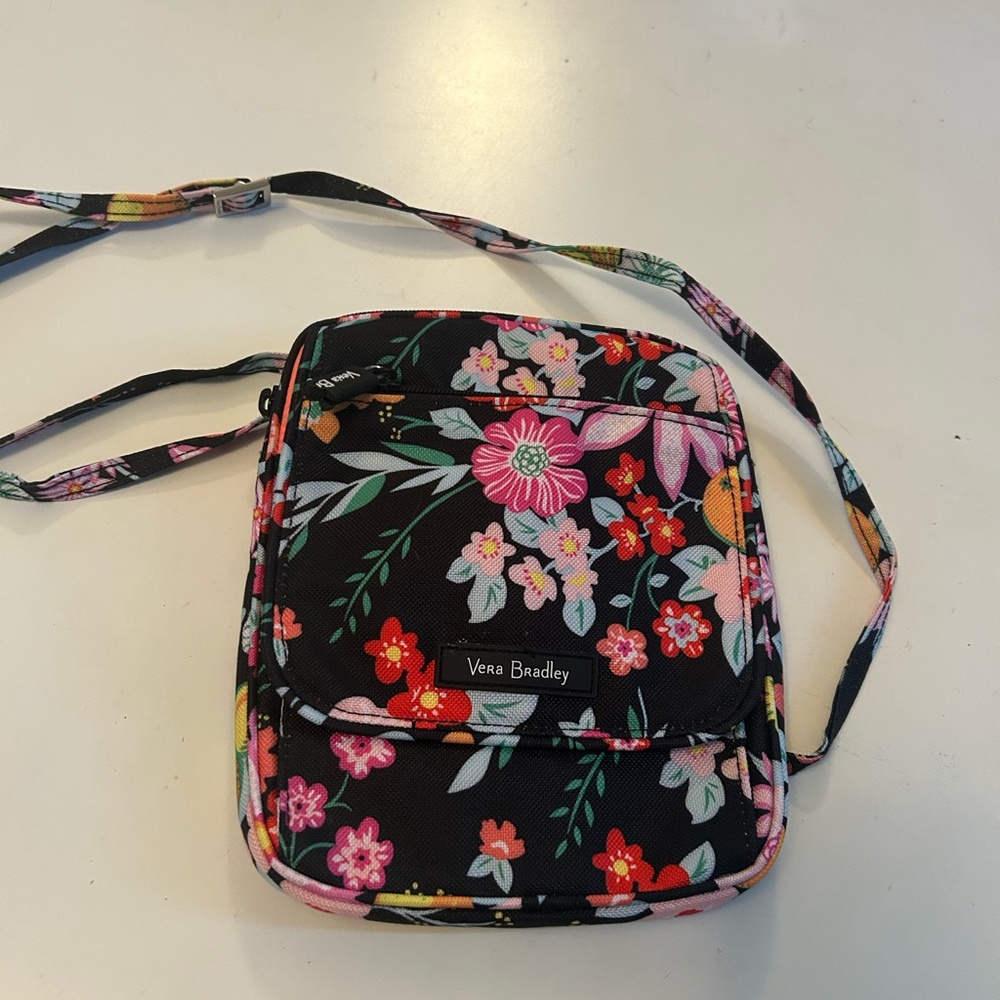 Vera Bradley Floral Crossbody Bag - Black and Pink